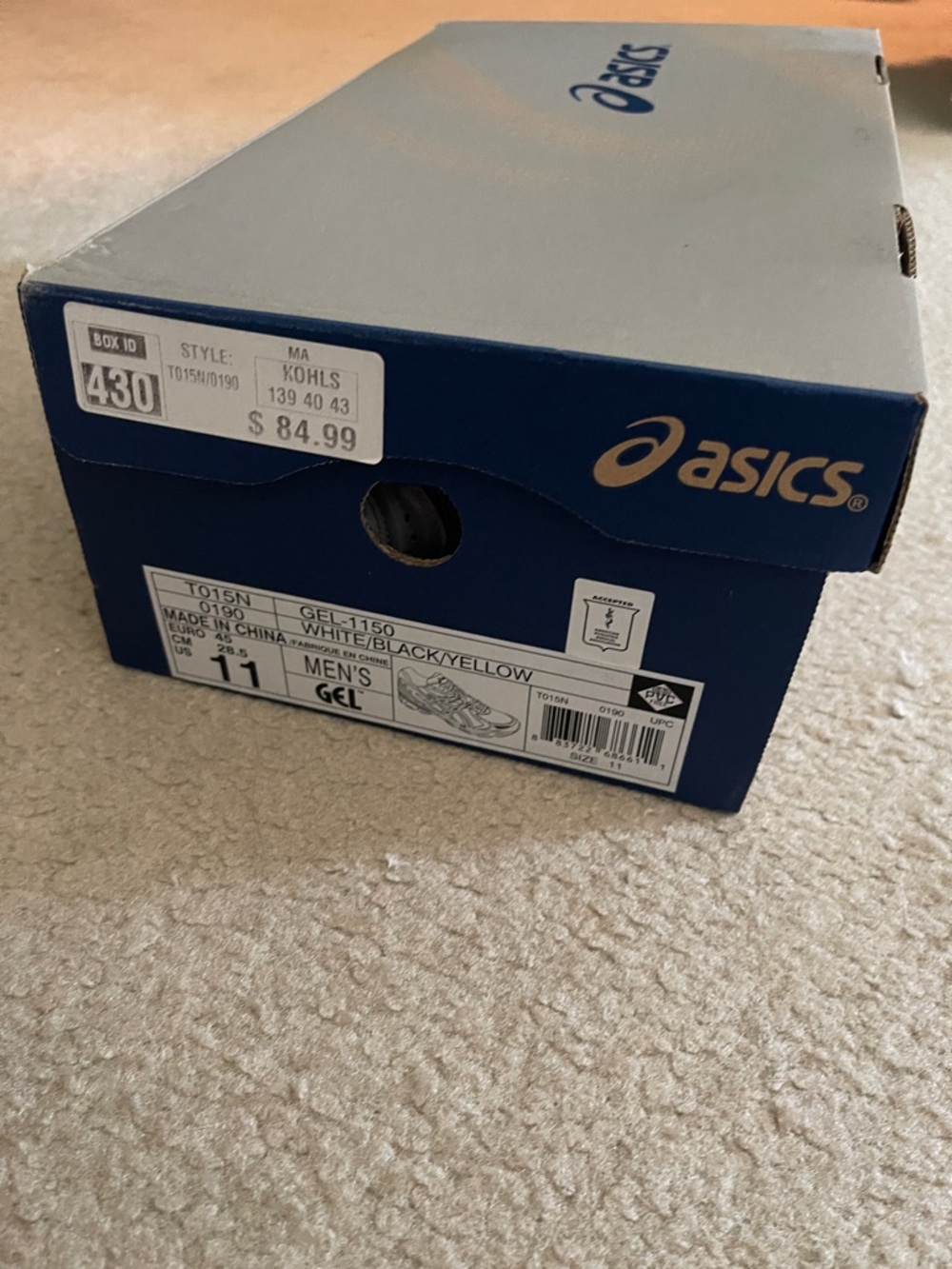 Asics White Black Yellow Gel Cushion Running Shoes - Picture 9 of 12